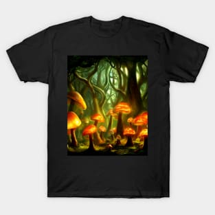 Trippy Magic Mushroom Enchanted Forest T-Shirt